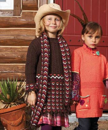 Girl’s Dress and Scarf with Chevrons and Cables in Schachenmayr Universa - S6904AB