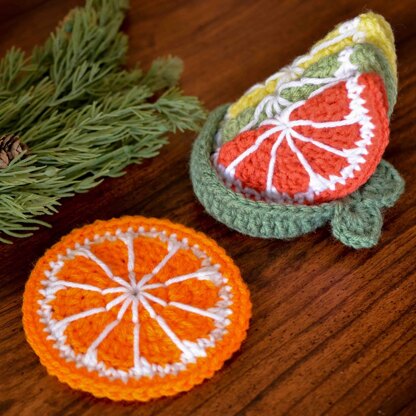 Citrus Fruit Slices Coaster Crochet pattern by XY Craft Studio | LoveCrafts