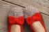 Crochet Slippers with Red Bow