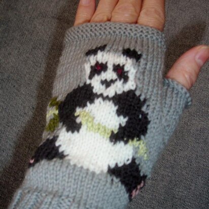 Panda fingerless gloves/fingerless mitts