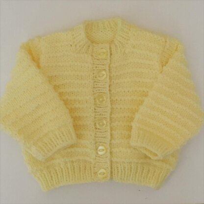 Round Neck garter stripe baby cardigan