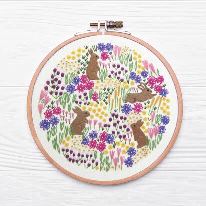Stitchdoodles Wild Flowers and Rabbits Hand Embroidery Pattern