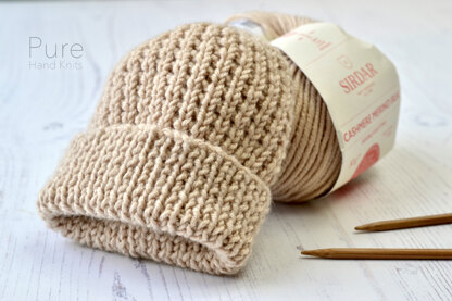 Jasper Simple Textured Rib Hat in Sirdar Cashmere Merino Silk DK