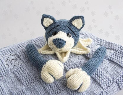 Navy Blue Puppy Toy Baby Blanket