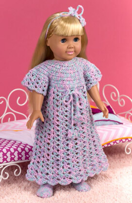 Bedtime Nightgown for Dolls in Red Heart Anne Geddes Baby - LW4759 - Downloadable PDF