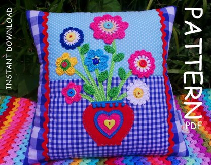 Flower in a vase Crochet cushion