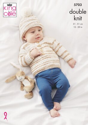 Sweaters, Waistcoat, Hat and Mittens Knitted in King Cole DK - 5703 - Downloadable PDF