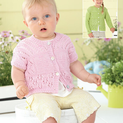 Short and Long Sleeved Lace Cardigans in Sirdar Snuggly Baby Bamboo DK - 4435 - Downloadable PDF