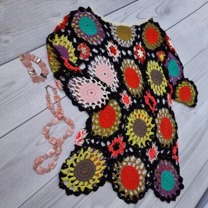 Crochet rainbow festival cover up.