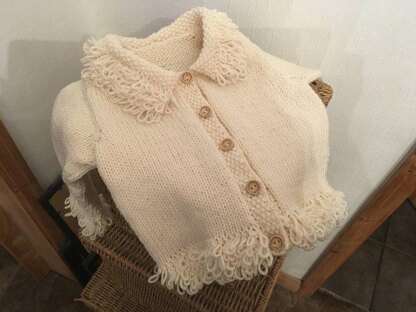 Baby Cardigan with loopy trim