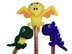 3 cartoon dinosaur finger puppets