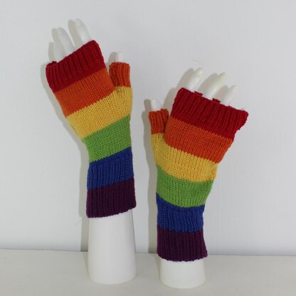 Rainbow Fingerless Gloves