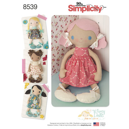 Simplicity 15in Stuffed Dolls and Clothes 8539 - Paper Pattern, Size OS (ONE SIZE)