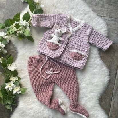 Crochet Pramsuit and Mouse