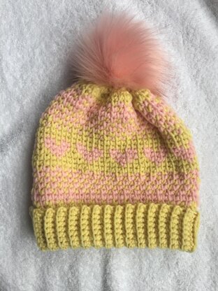 Fair Isle Heart Crochet Hat