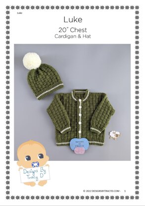 Luke Baby Cardigan & Hat 20" chest knitting pattern