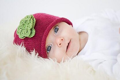 Rolled Brim Beanie with Flower