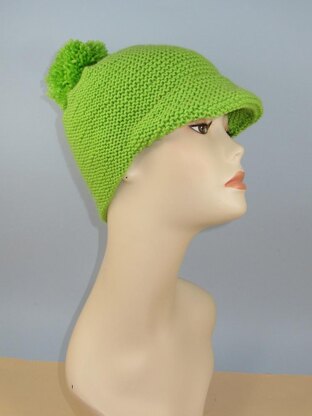 Peak Garter Stitch Bobble Cap