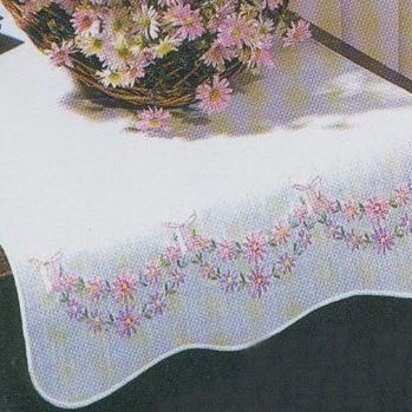 Tobin Stamped For Embroidery White Dresser Scarf 14in x 39in - Petit Fleur
