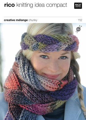 Plaited Scarf and Headband in Rico Creative Melange Chunky - 112