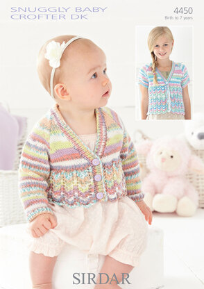 Long and Short Sleeved Cardigans in Sirdar Snuggly Baby Crofter DK - 4450 - Downloadable PDF