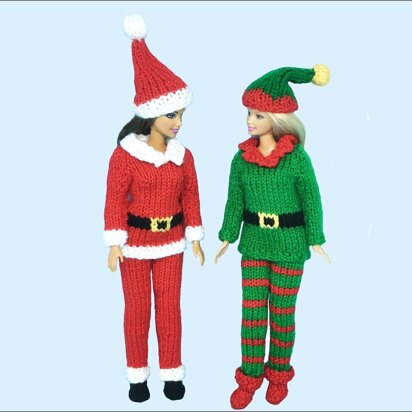 Barbie doll Elf and Santa outfits