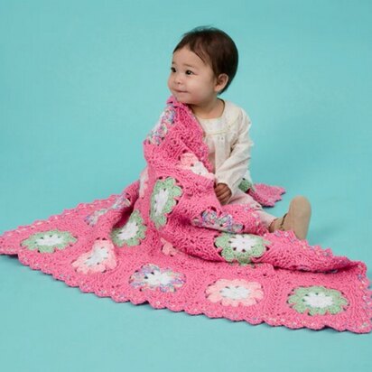 Flower Baby Blanket in Red Heart Soft Baby Steps Solids - LW3541