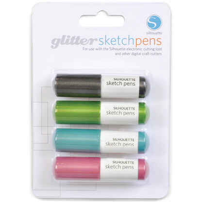 Silhouette America Silhouette Sketch Pens 4/Pkg - Glitter Black, Pink, Aqua & Green