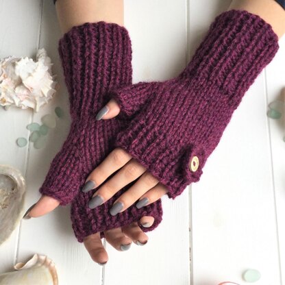 Sea Flower fingerless mitts