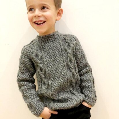 Moss stitch and cable boy's jumper / sweater