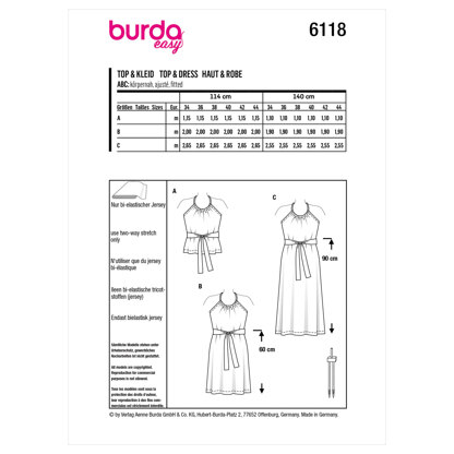 Burda Style Misses' Top and Dress B6118 - Paper Pattern, Size 8-18