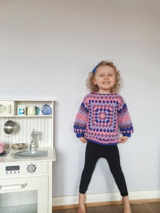 Kids Scrapbusting Granny Square Jumper