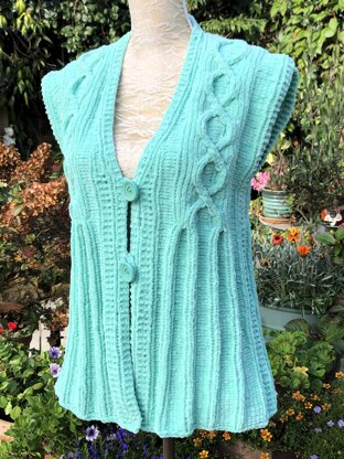 Gilet with Laced Effect Cables & Integrated Borders