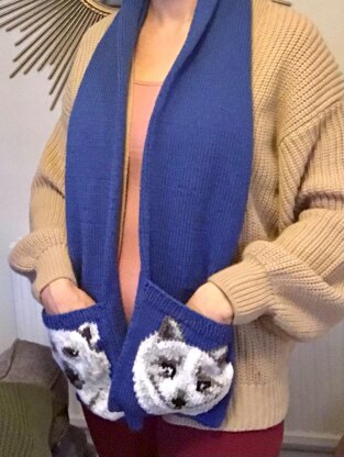 Winter Animals Scarf with Pockets