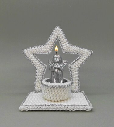 Star tealight holder in 2 versions - easy made from scraps of yarn