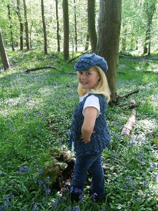 "Bluebell" Waistcoat with Baker Boy Cap and Posy Bag