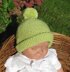 Baby Roll Brim Moss Stitch (Seed Stitch) Bobble Beanie Hat