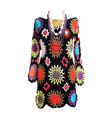 Crochet rainbow festival cover up.