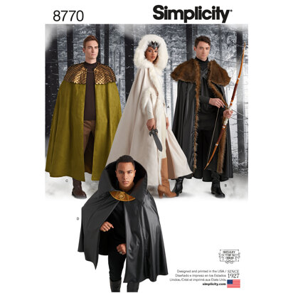 Simplicity 8770 Unisex Costume Capes - Paper Pattern, Size OS (ONE SIZE)