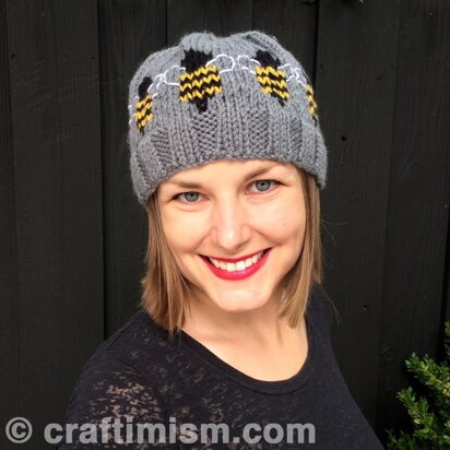 Bee Patterned Knit Hat