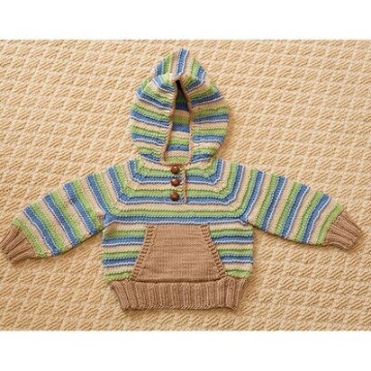 Striped Hoodie & Hat - Knitting Pattern for Babies in Tahki Yarns Cotton Classic