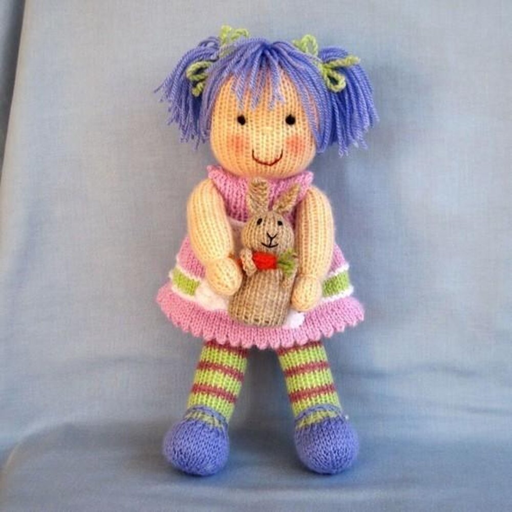 Lucy Lavender - Knitted Doll at WEBS | Yarn.com, image size:1000x1000
