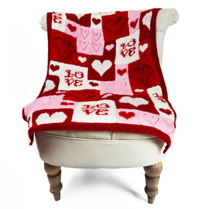 Patchwork Heart Blanket in Deramores Studio DK Acrylic - Downloadable PDF