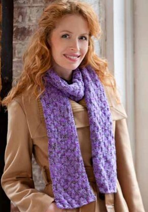 Shimmer Knit & Purl Scarf in Red Heart Shimmer Multis - LW2972