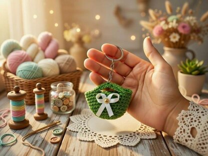 Crochet Bag Keychain Pattern – Mini Purse Charm PDF + Video Tutorial