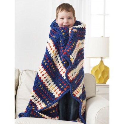 Woven-Look Striped Blanket in Bernat Softee Chunky, Knitting Patterns