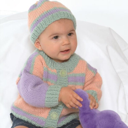 Plymouth Yarn P462 3-Color Baby Sweaters in Encore PDF