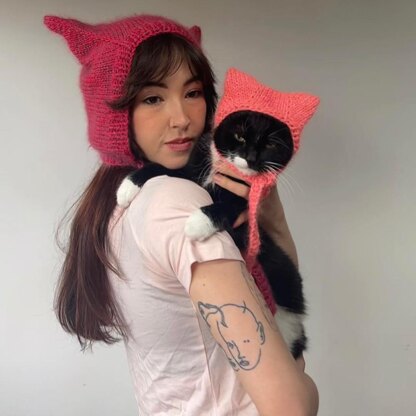 Cat hat for cat with kitty ears