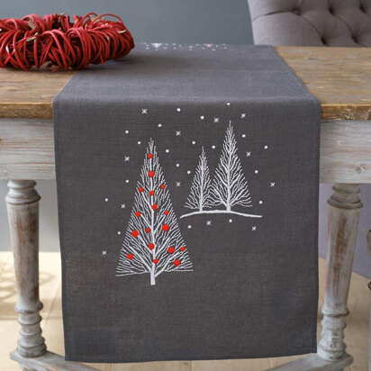Vervaco Christmas Trees Table Runner Embroidery Kit - 38 x 138cm