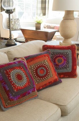 Circle in the Square Pillows in Red Heart Super Saver Economy Solids - LW3492